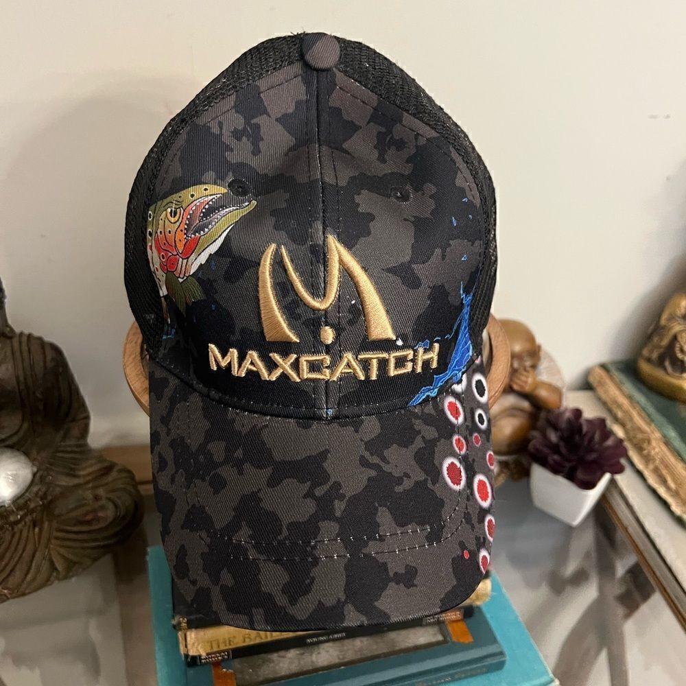 Maxcatch‎ Cammo Men’s embroidered Trout Fishing SnapBack mesh Trucker Hat.